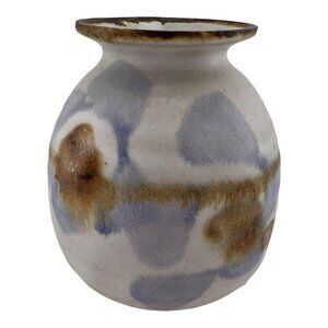 Studio Pottery Vase Salt Glaze Signed Lala Novia Scotia Abstract Floral Signed